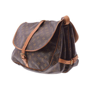 Louis Vuitton Brown Shoulder Leather Monogram Saumur Bag